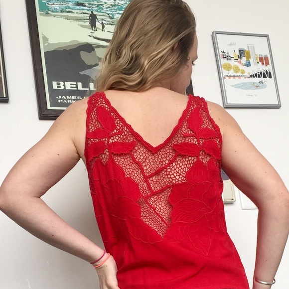 ✨Vintage Super Plunge Crochet Lace Sleeveless Top - Picture 4 of 8